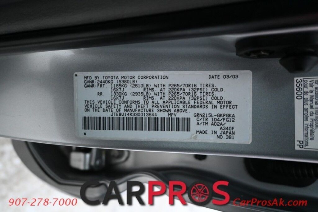 2003 Toyota 4Runner SR5 - 4X4 - 4.0 V6 - Automatic - Sunroof - Air Conditioning - Keyless Entry - Tow Package - Low Miles Anchorage AK