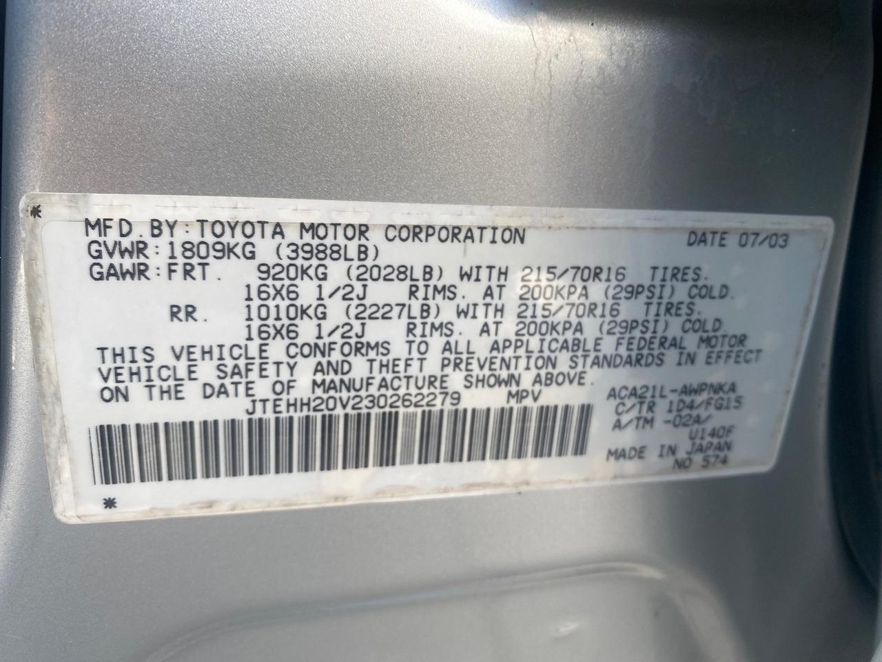 2003 Toyota RAV4 LOW MILES 59,112 4WD Pompano Beach FL