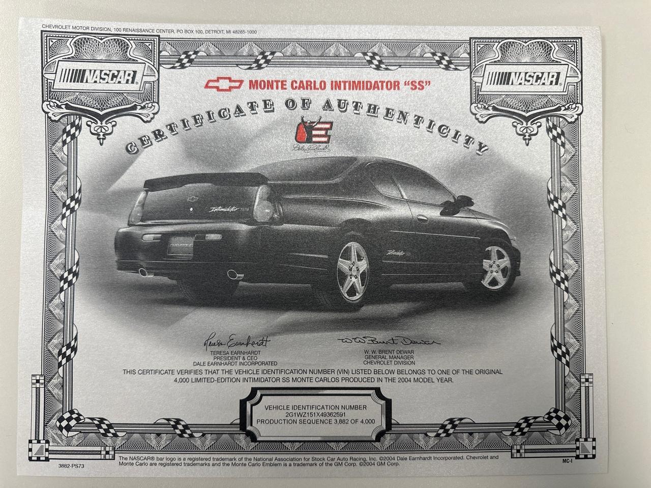 2004 Chevrolet Monte Carlo SS Supercharged Intimidator Limited Edition West Chester PA