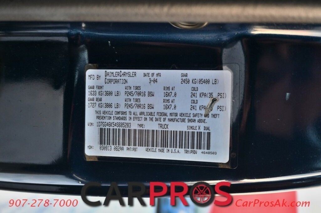 2004 Dodge Dakota SLT - 4X4 - Single Cab - 3.7L V6 - CD Player - A/C - Block Heater - Tow Package - Low Miles Anchorage AK