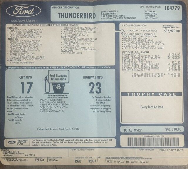 2004 Ford Thunderbird Premium