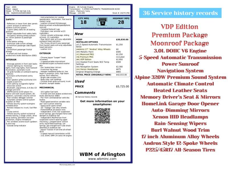 2005 Jaguar X-TYPE 3.0L Sedan AWD Arlington VA