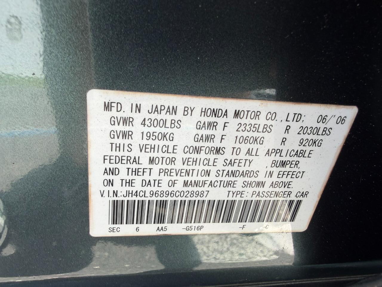 2006 Acura TSX 4dr Sdn AT Jacksonville FL
