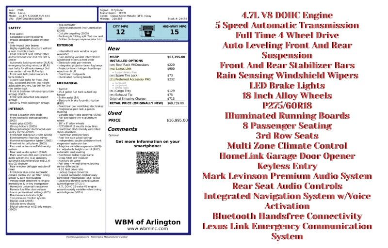2006 Lexus LX 470 4WD Arlington VA