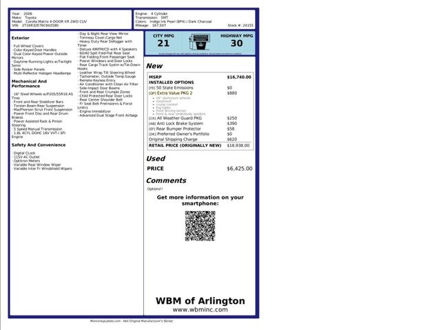 2006 Toyota Matrix XR Arlington VA