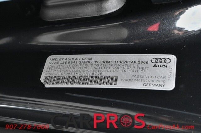2007 Audi A8 L 6.0L W12 - All Wheel Drive - Front Heated & Cooled Leather Seats - Heated Rear Seats - Sunroof - Bang & Olufsen Sound System - Bluetooth - Backup Camera - Navigation - Low Miles Anchorage AK