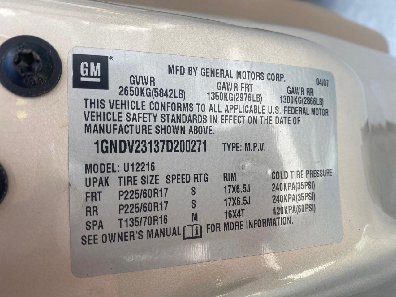 2007 Chevrolet Uplander LS LOW MILES 46,982 VAN Pompano Beach FL