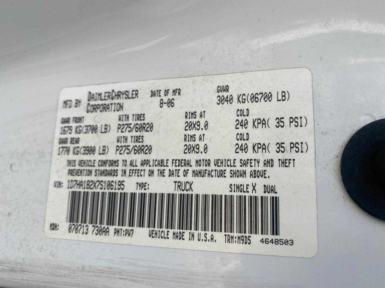 2007 Dodge Ram 1500 SLT CREW CAB CAMPER TOP 5.7 V8 Pompano Beach FL