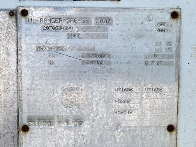 2007 Ford F-750 Super Duty TEREX Hi-Ranger 5FC-55 Bucket Truck Homestead FL