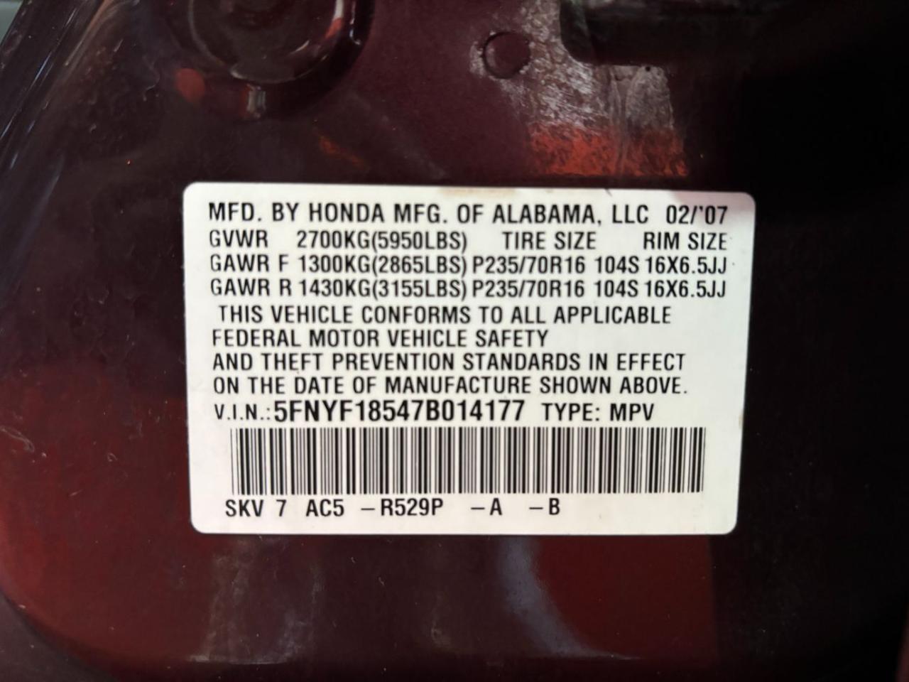 2007 Honda Pilot EX-L Franklin OH