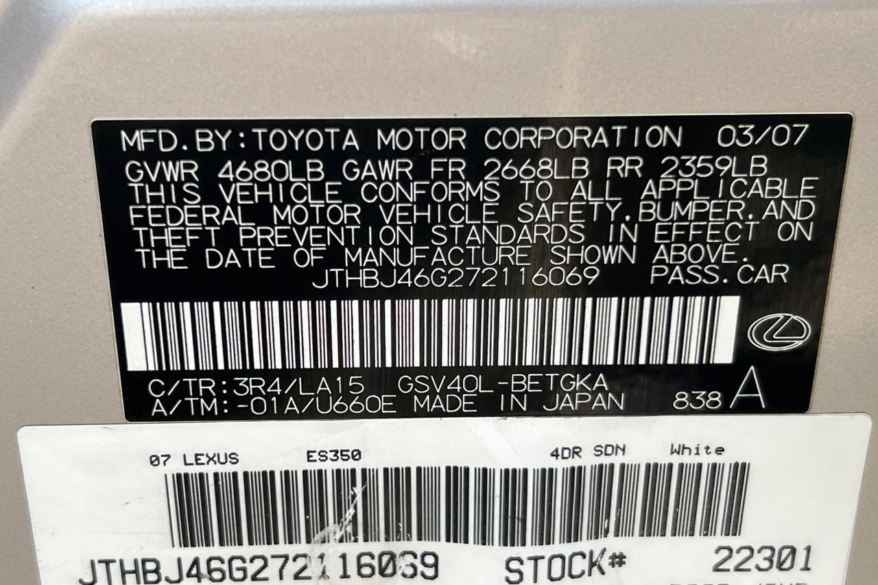 2007 Lexus ES 350 Roseville CA