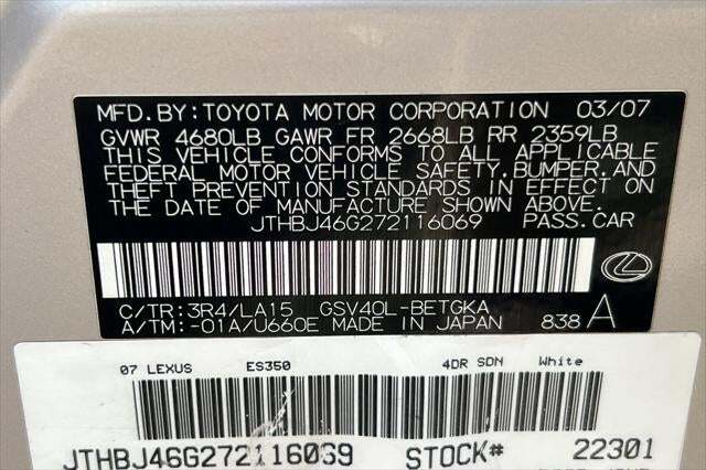 2007 Lexus ES 350 Roseville CA