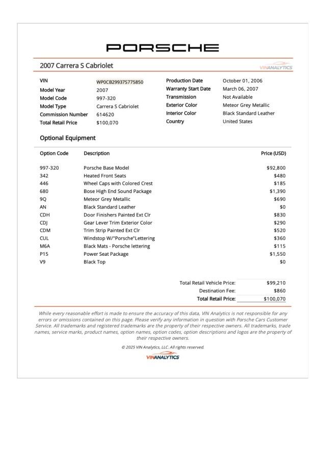 2007 Porsche 911 Carrera S Cabriolet *6-SPEED MANUAL* *ONLY 23,000 MILES* *SAME OWNER THE LAST 16 YEARS* San Diego CA