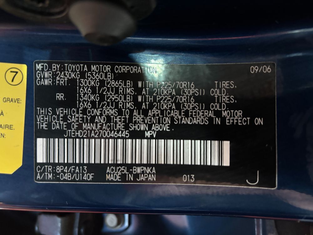 2007 Toyota Highlander Base Franklin OH