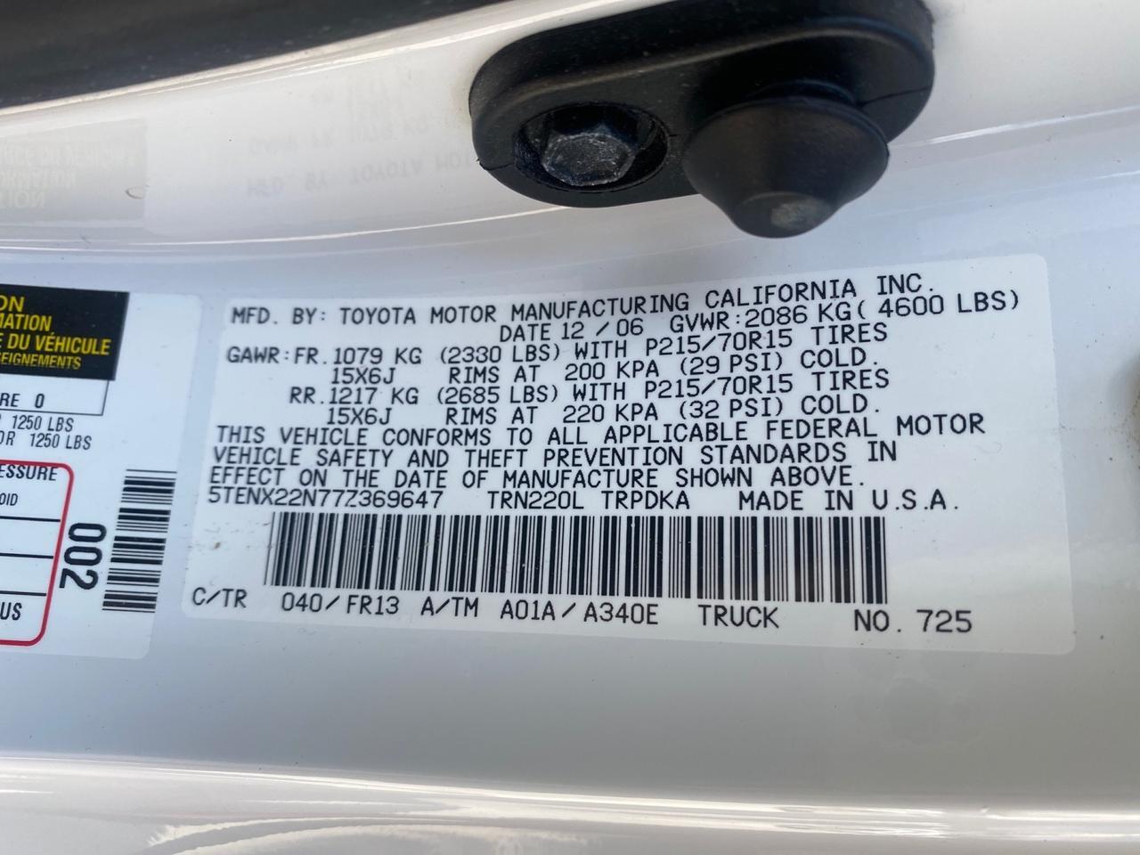 2007 Toyota Tacoma LOW MILES 98,053 AUTO AC 4 CYL Pompano Beach FL