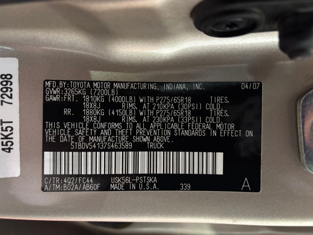 2007 Toyota Tundra SR5 5.7L V8 Franklin OH