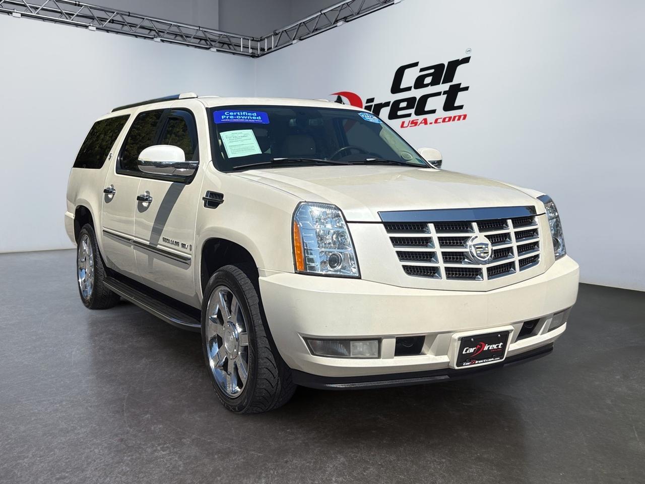 2008 Cadillac Escalade ESV RUNNING BOARDS, SUNROOF, REAR DVD ENTERTAINMENT, POWER 3RD ROW SEATING, APPLE CARPLAY/ANROID AUTO, GOOGLE APPS, HEATED & VENTILATED SEATS, LANE KEEP ASSIST, BLIND APOT ALERT, POWER LIFTGATE, HEATED REAR SEATS, LOW MILES, CLEAN CARFAX, STAY LUXURIOUS
