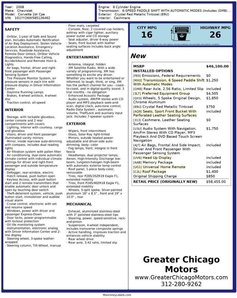 2008 Chevrolet Corvette  St. Charles  IL 2008 Chevrolet Corvette  St. Charles  IL