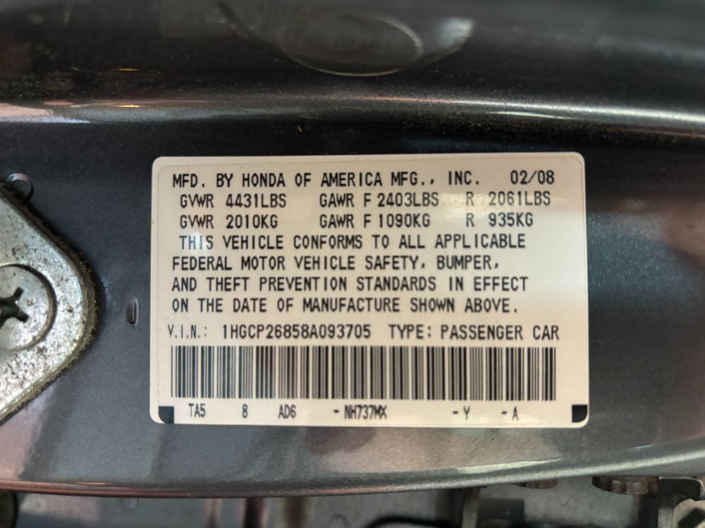 2008 Honda Accord 2.4 EX-L Franklin OH