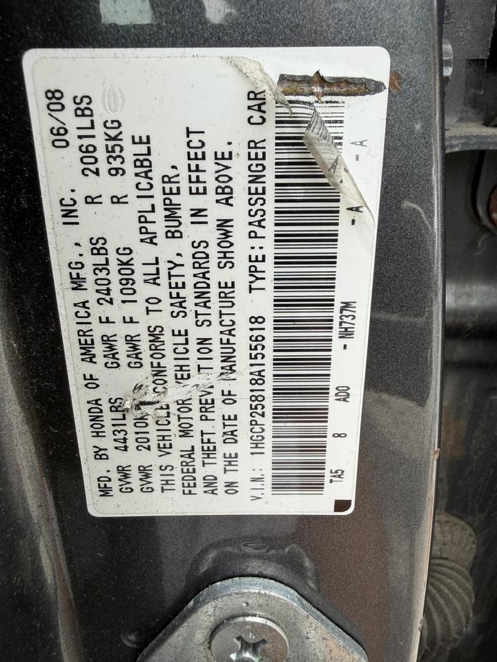 2008 Honda Accord Sdn EX-L Charlton MA