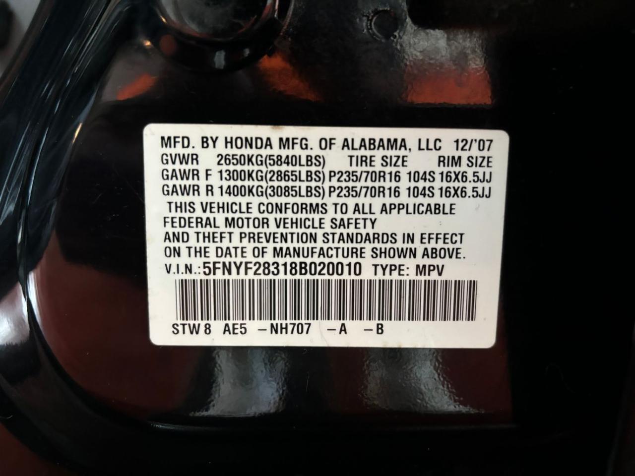 2008 Honda Pilot SE Franklin OH