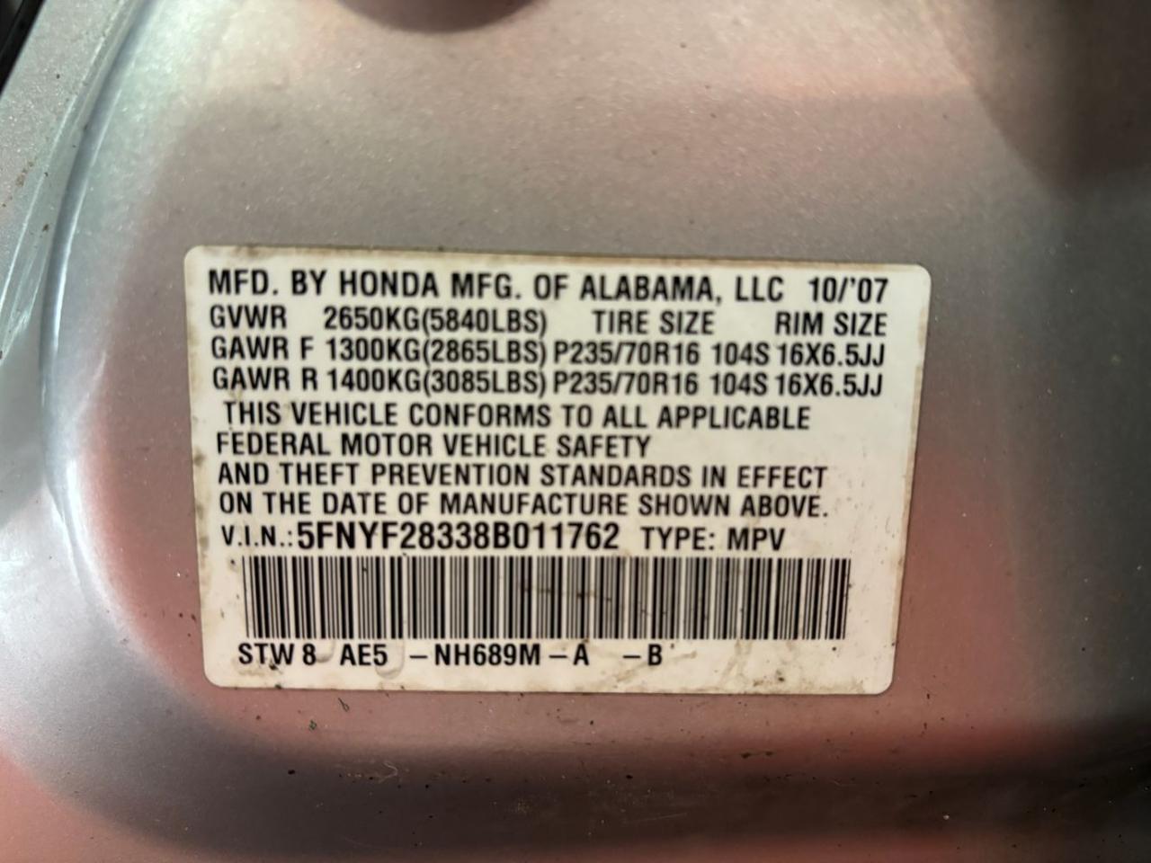 2008 Honda Pilot SE Franklin OH