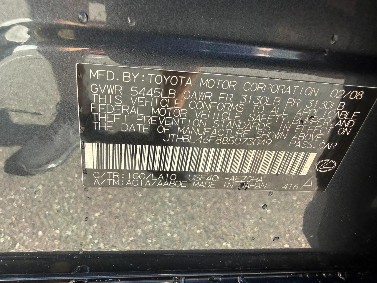 2008 Lexus LS 460 4dr Sdn Jacksonville FL