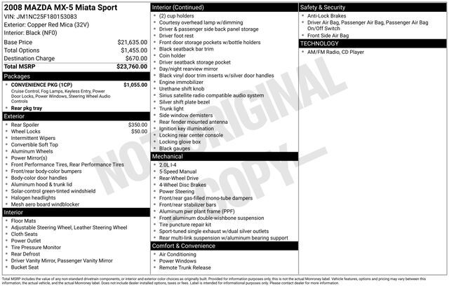 2008 MAZDA Miata Sport Raleigh NC