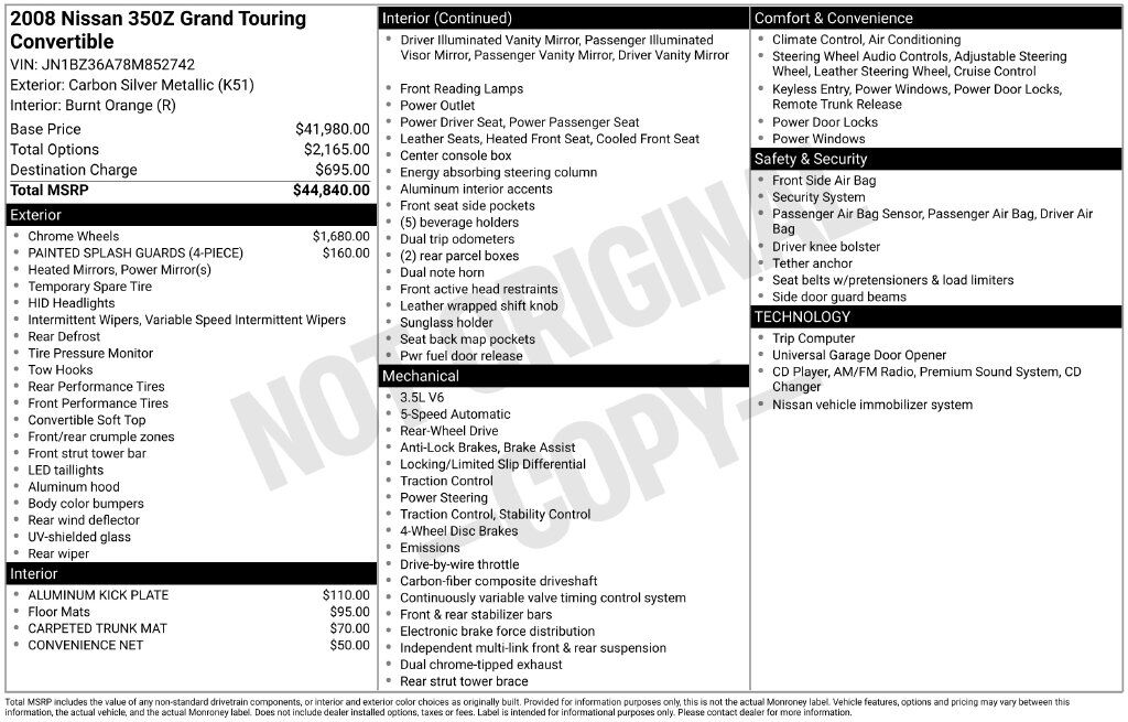 2008 Nissan 350Z Grand Touring OR