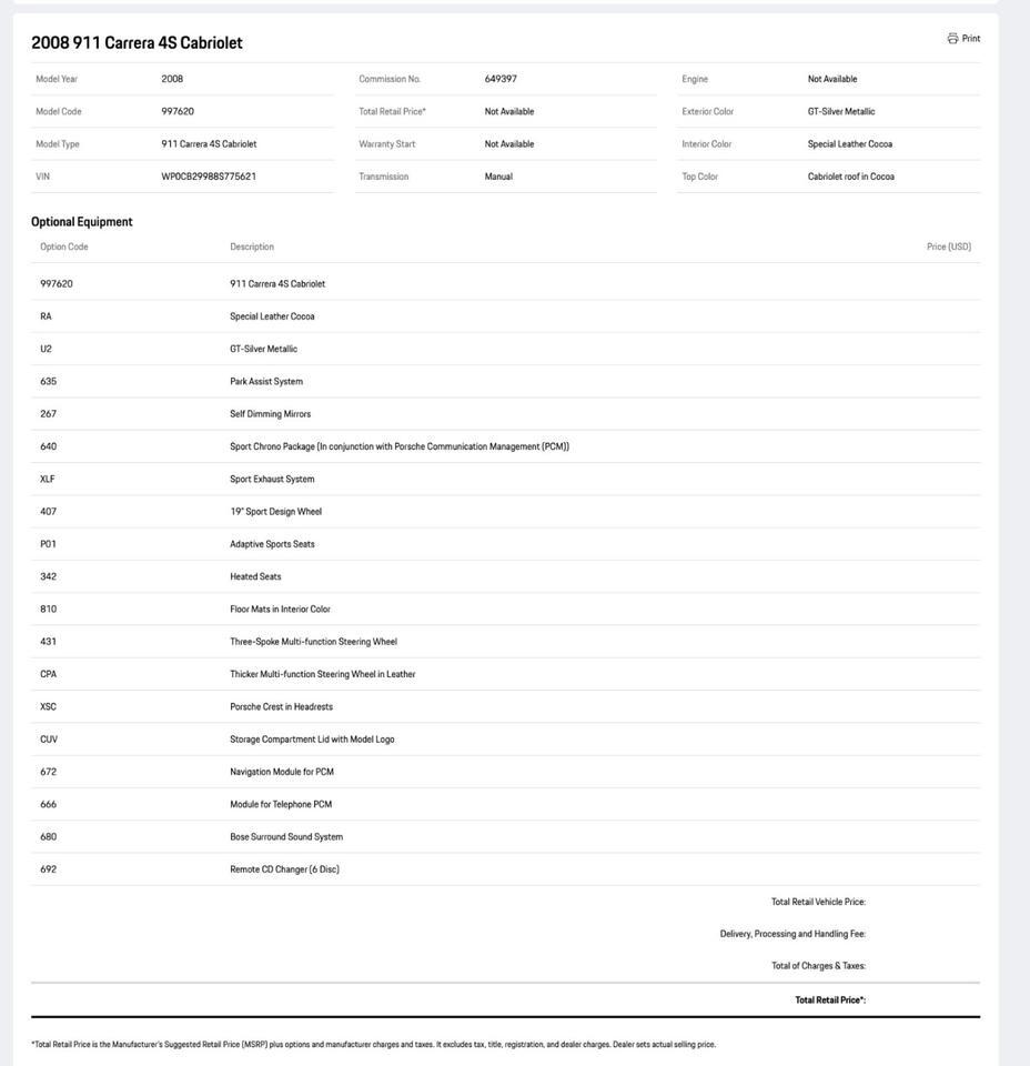 2008 Porsche 911 Carrera 4S Cabriolet Pompano Beach FL