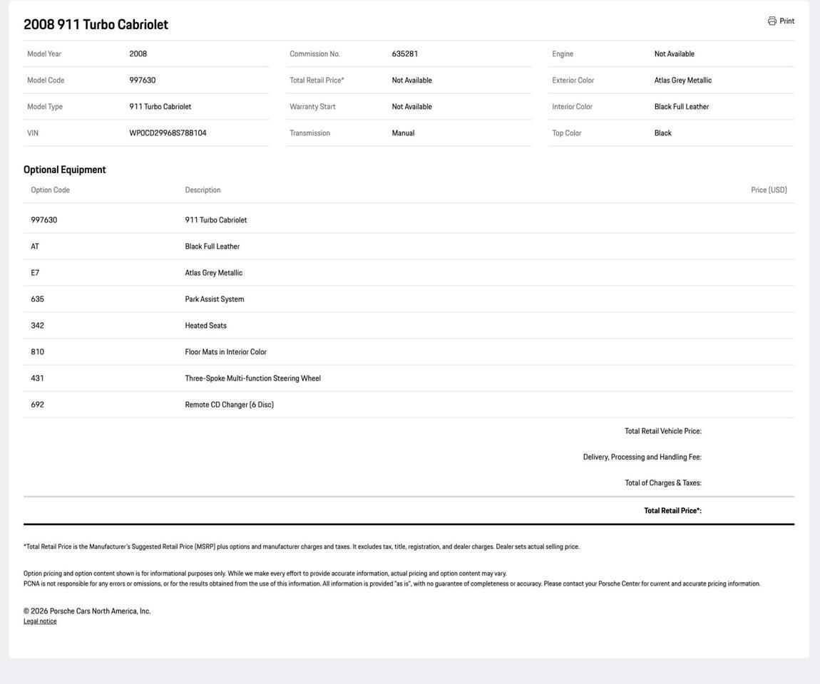2008 Porsche 911 Turbo Cabriolet Pompano Beach FL