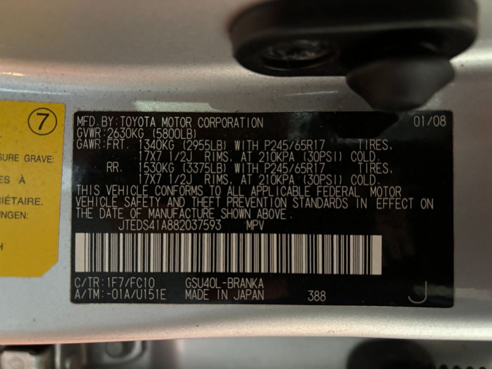 2008 Toyota Highlander S Franklin OH