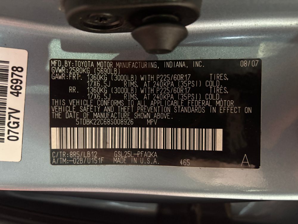 2008 Toyota Sienna Limited Franklin OH