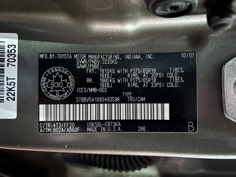 2008 Toyota Tundra SR5 Double Cab 5.7L 4WD Franklin OH