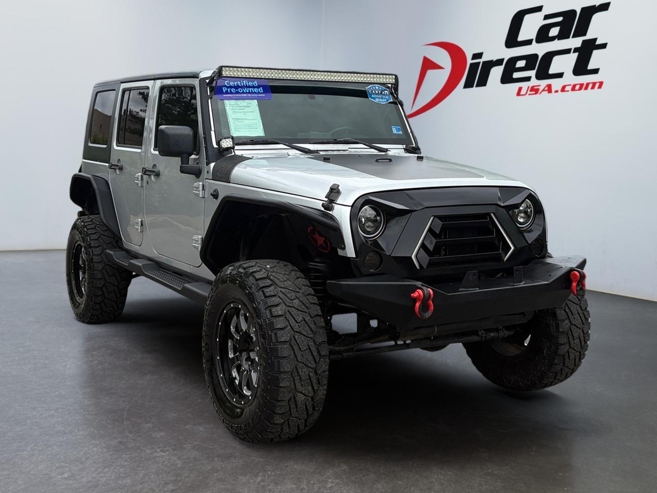 2009 Jeep Wrangler Unlimited Sahara, RUNNING BOARDS, TOW PACKAGE, BRUSH GUARD, LIGHT BAR, BACKUP CAMERA, BLUETOOTH, HARD TOP, LIFTED, METAL BUMPERS, LOW MILES, RIDE TOUGH IN THIS BIG JEEP!