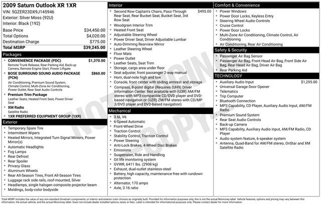 2009 Saturn OUTLOOK XR Raleigh NC