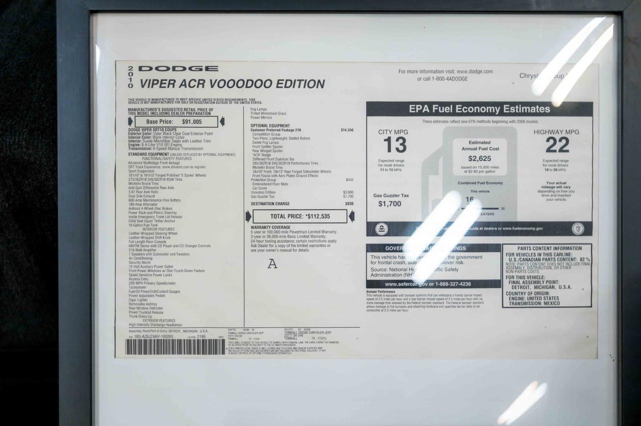 2010 Dodge Viper SRT10 ACR Voodoo Edition