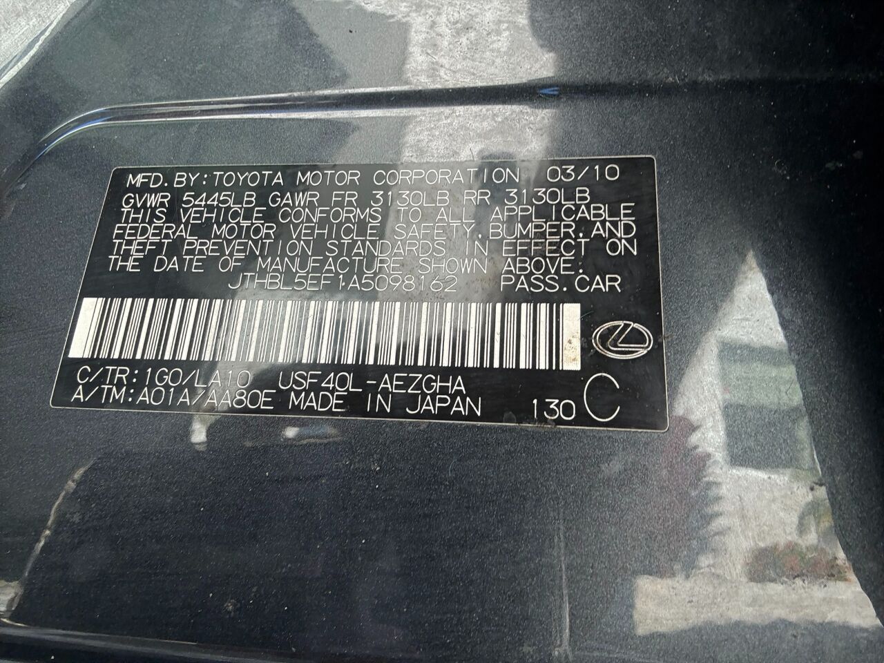 2010 Lexus LS 460 4dr Sdn RWD Jacksonville FL