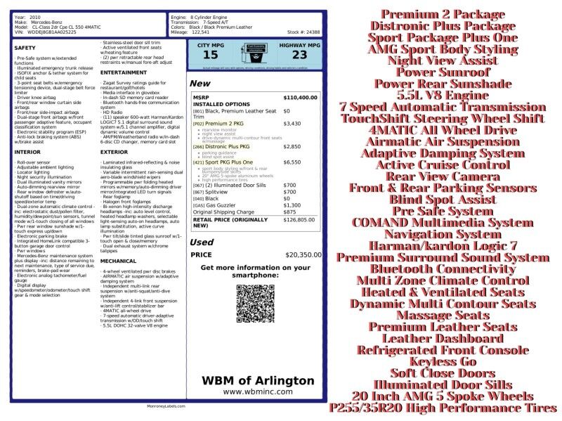 2010 Mercedes-Benz CL-Class CL 550 4MATIC w/ Sport Package