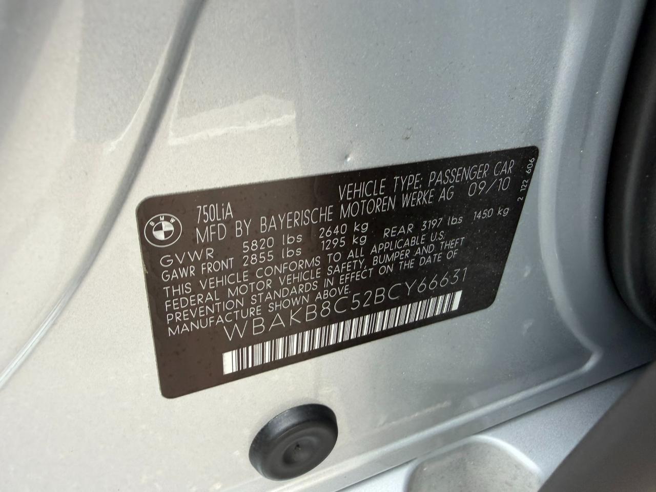 2011 BMW 7 Series 4dr Sdn 750Li RWD Jacksonville FL