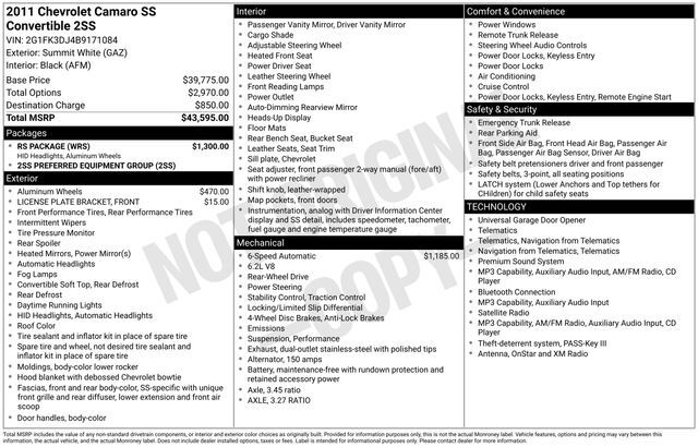 2011 Chevrolet Camaro SS Raleigh NC