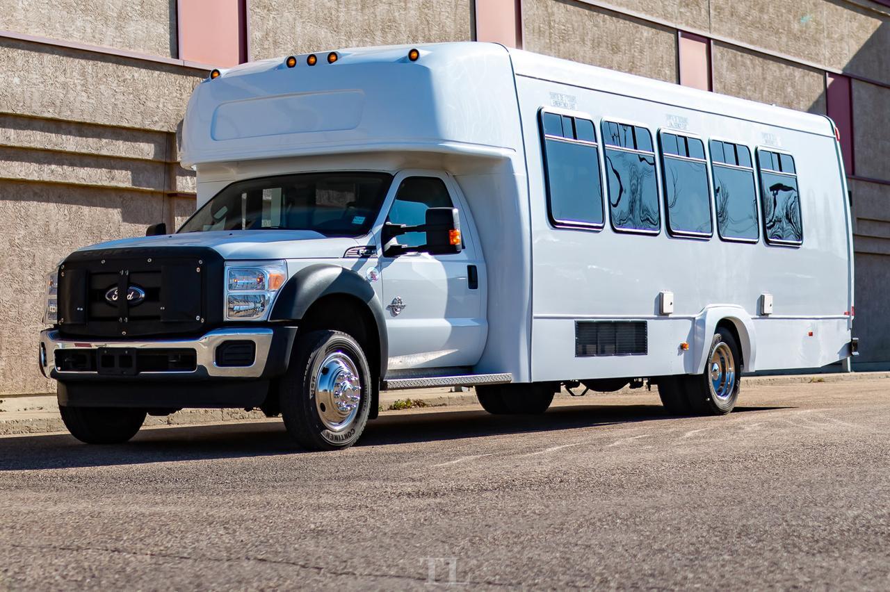 2011 Ford F-550 XL Diesel 28 Passenger Bus Bathroom PA System Red Deer AB