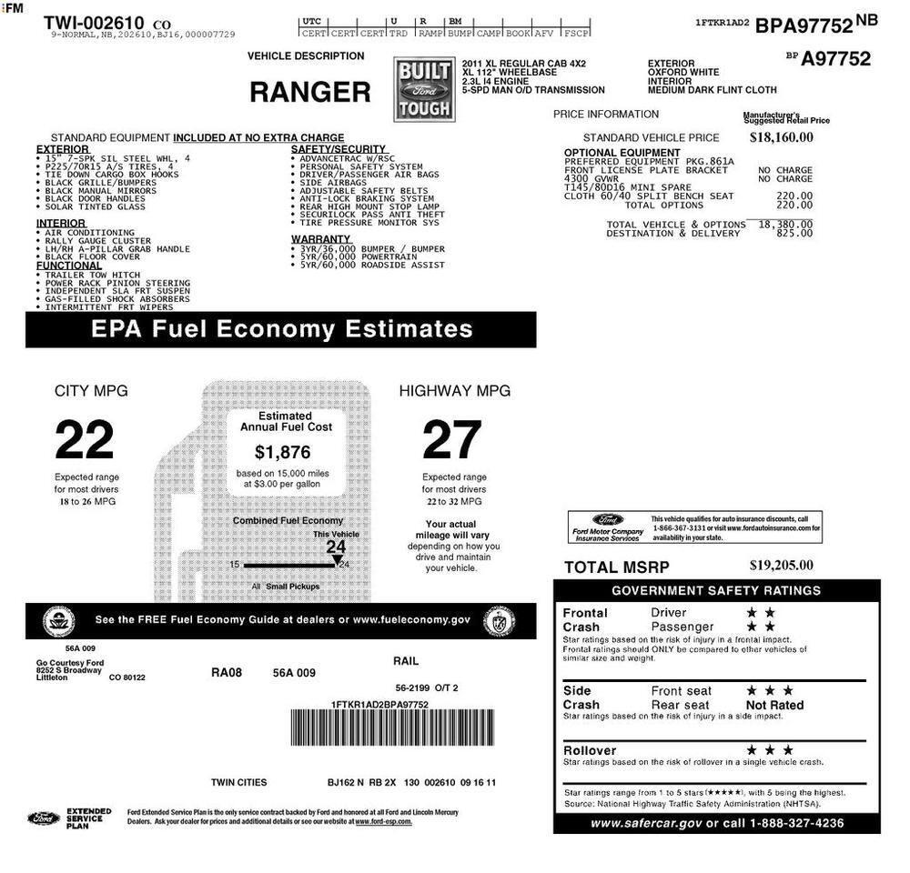 2011 Ford Ranger XL Tucson AZ