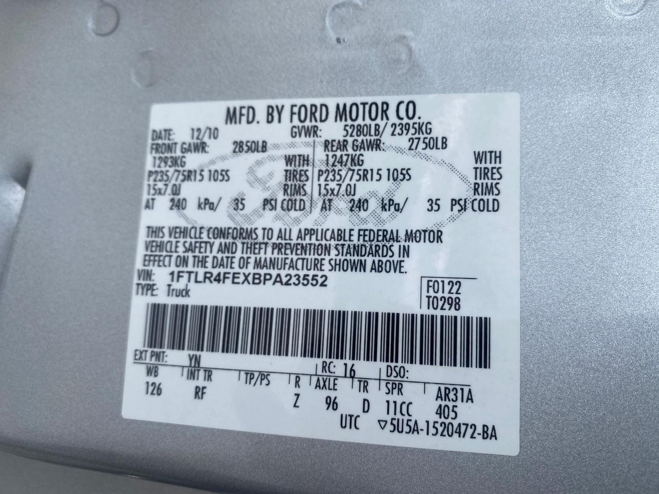 2011 Ford Ranger XLT LOW MILES 69,782 4WD Pompano Beach FL