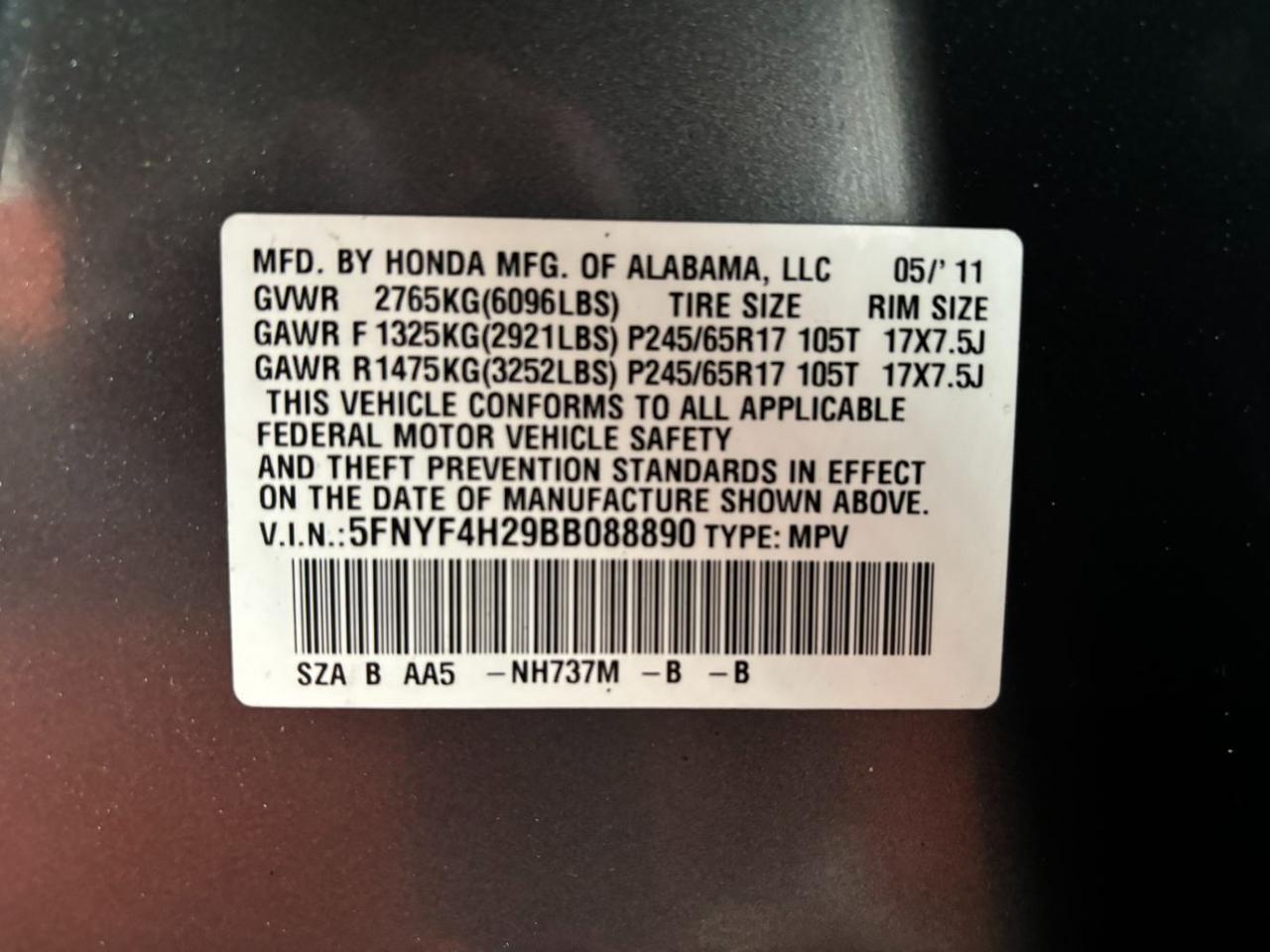 2011 Honda Pilot LX Franklin OH