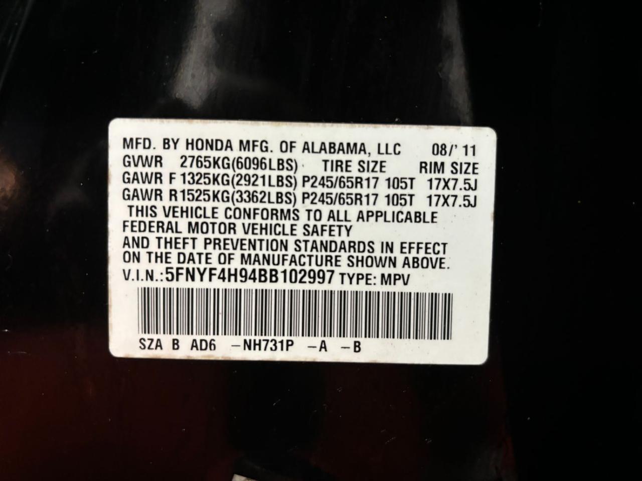 2011 Honda Pilot Touring Franklin OH