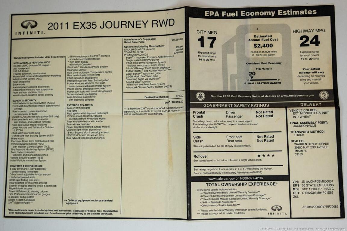 2011 INFINITI EX35 Journey RWD Premium Boston MA