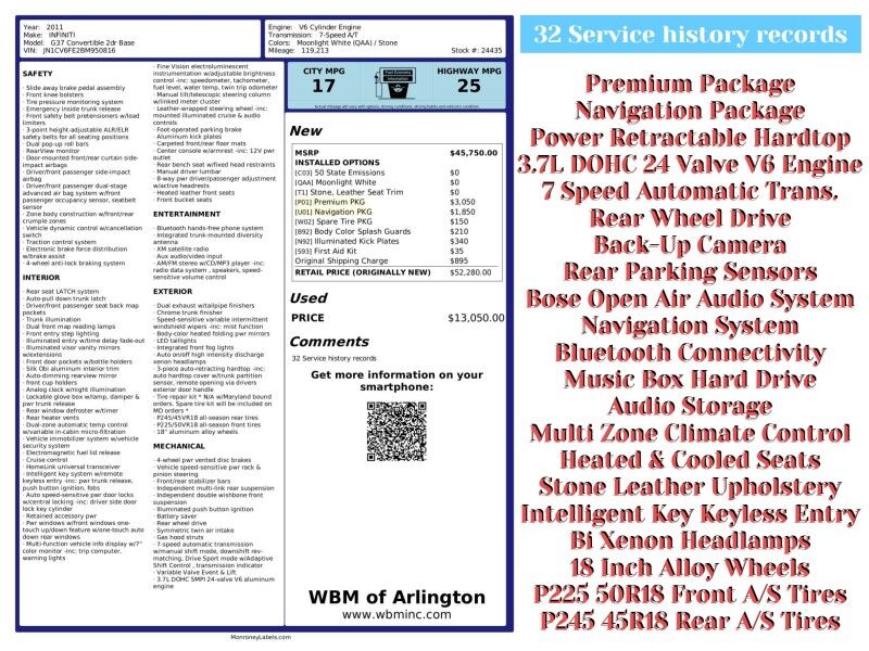 2011 INFINITI G37 Convertible RWD