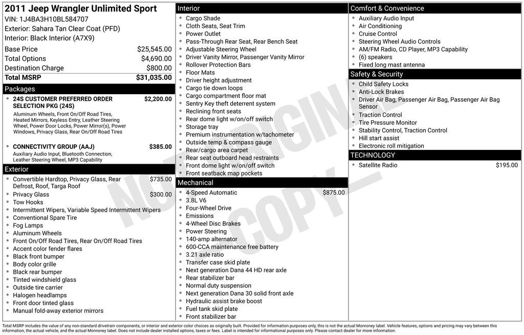 2011 Jeep Wrangler Unlimited Sport OR