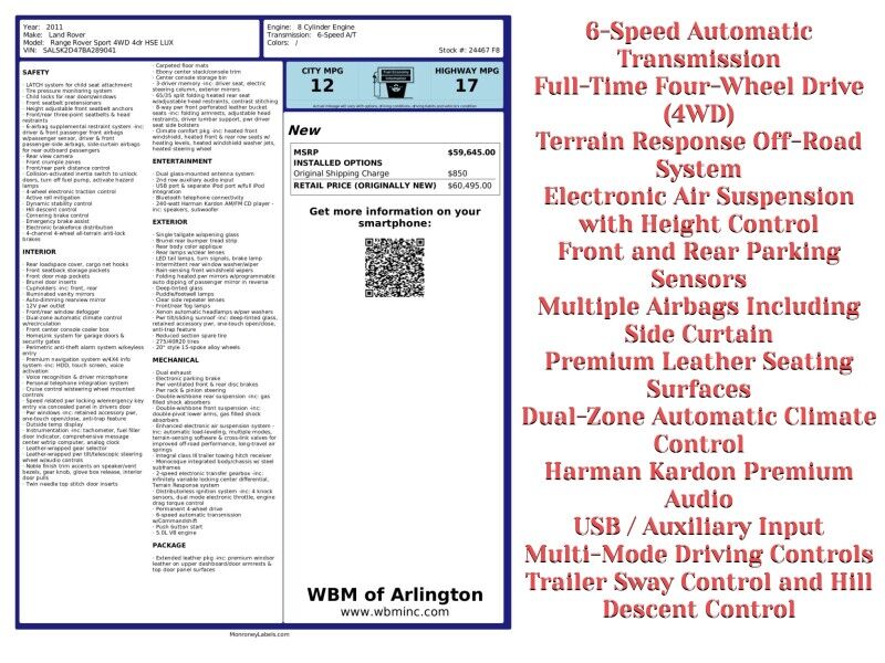 2011 Land Rover Range Rover Sport HSE Luxury 4WD Arlington VA